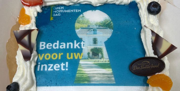 Taart voor de erfgoedvrijwilligers van de kapel en de buitenplaats!