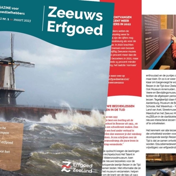 Delen van omslag en binnenwerk van de in 2023 vernieuwde Zeeuws Erfgoed.