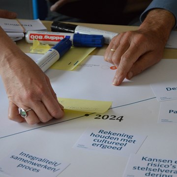 Brainstorm tijdens de bijeenkomst voor erfgoedambtenaren over de omgevingswet in mei 2019.