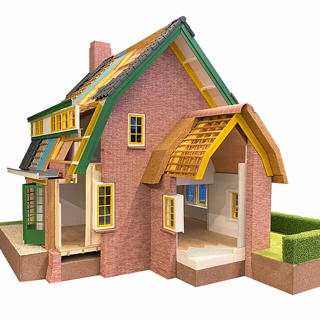 Maquette van rijksmonumentale woning met diverse isolatiematerialen. Stichting ERM