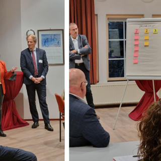 Judith Toebast (programmaleider Toekomst Religieus Erfgoed, RCE) en Harry van der Maas (gedeputeerde voor o.a. cultureel erfgoed, Provincie Zeeland) reflecteren op de gesprekstafels.