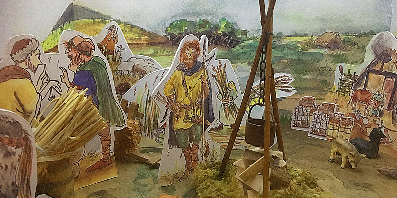 Maquette waardoor te zien is hoe er geleefd werd in de Vikingtijd in Walichrum.