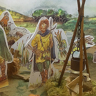 Maquette waardoor te zien is hoe er geleefd werd in de Vikingtijd in Walichrum.
