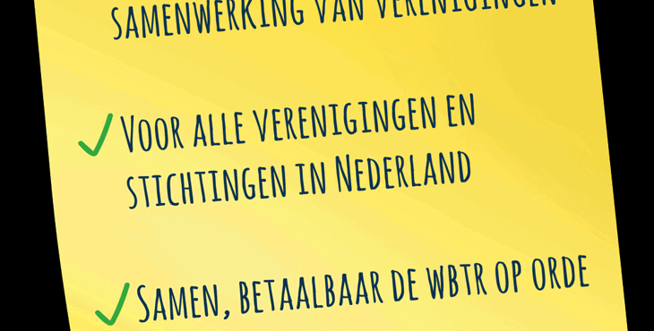 Sticky note over de Wet bestuur en toezicht rechtspersonen, die per 1 juli 2021 ingaat voor verenigingen en stichtingen