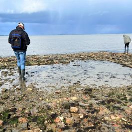 Deelnemers bekijken tijdens de excursie 