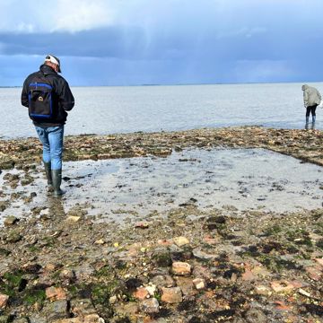 Deelnemers bekijken tijdens de excursie 