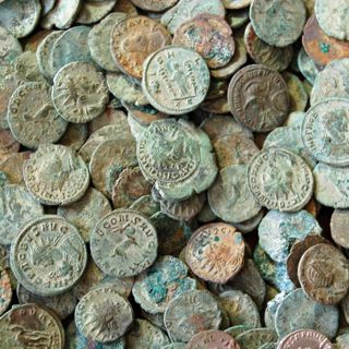 Verzameling munten uit de Romeinse tijd.