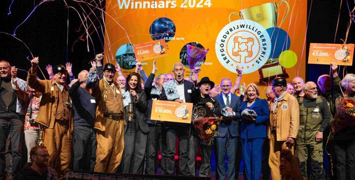 Het winnnende team van de Erfgoedvrijwilligersprijs 2024: werkgroep Mijnverleden Staatsmijn Maurits