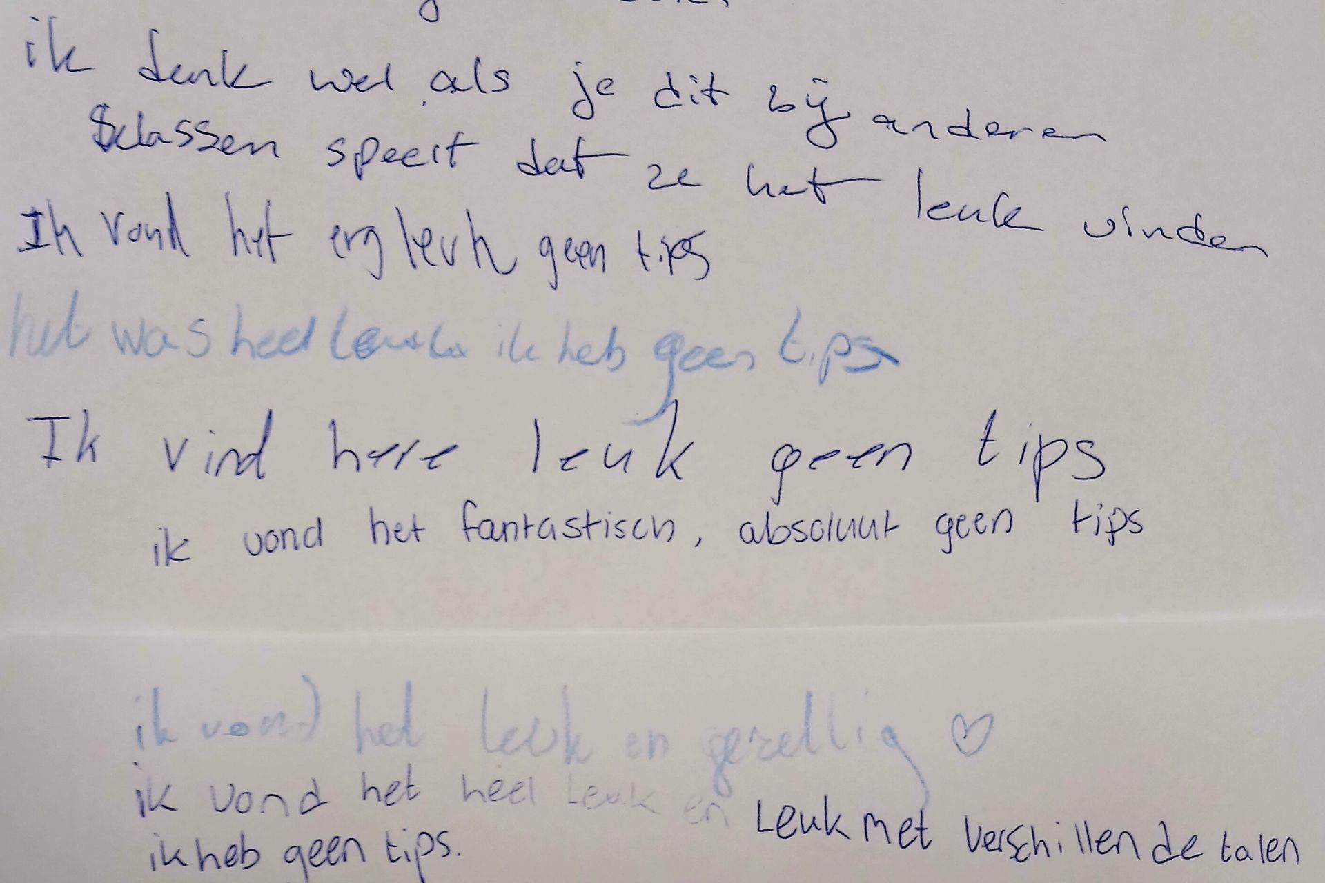 Reacties van leerlingen van het Scheldmond College op de gastles in de klas.